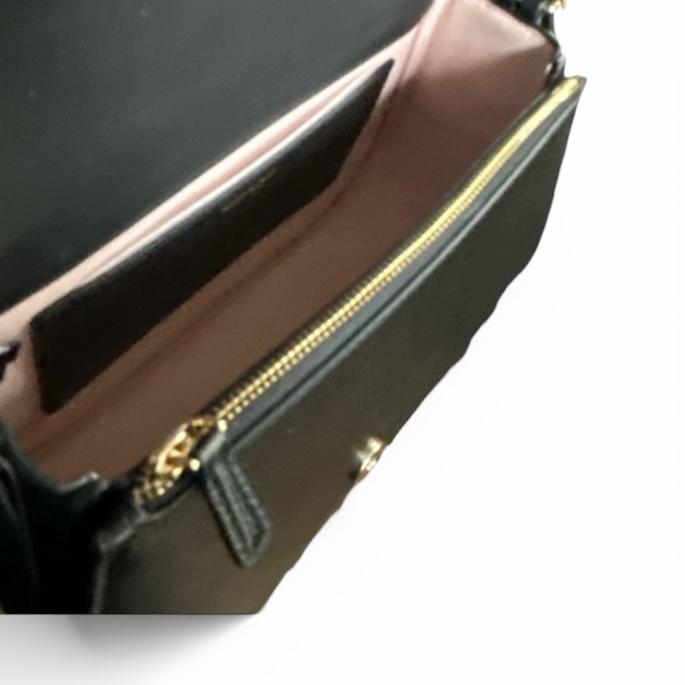 Kate Spade Black Leather Saddle Crossbody Bag NWT Gold Hardware Dust Bag Classic - Picture 10 of 17